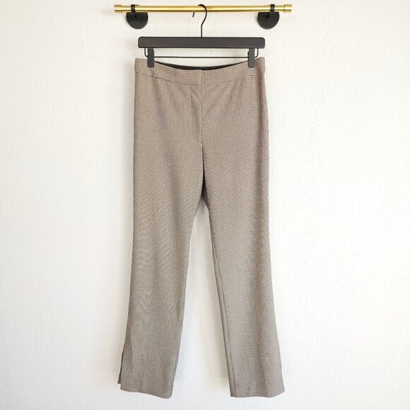 Aritzia Pants - Aritzia Babaton 8 Brown Houndstooth Mid-Rise Slim Fit Ankle Slit Numero Pant